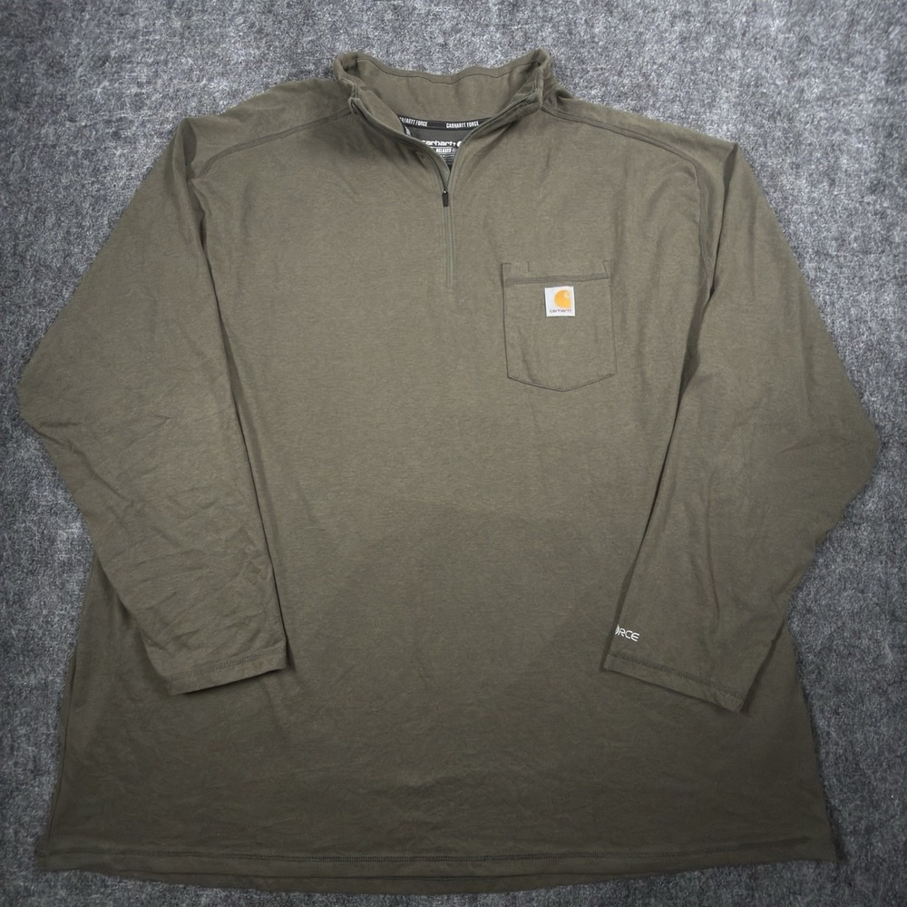 Carhartt Force Mens 4XL Basil Green Quarter Zip Long Sleeve Pocket Shirt 104255